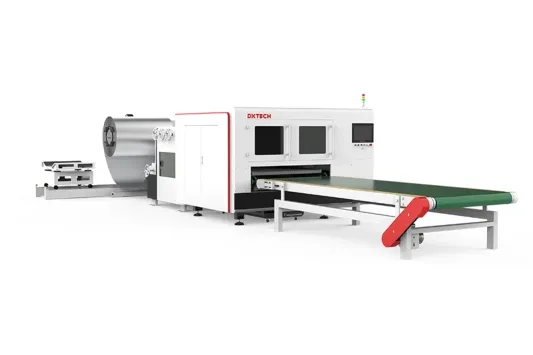 Maquina de Corte a Laser de Fibra com Alimentacao de Bobinas Metalicas Totalmente Automatica DXTECH - Cortador a Laser Metalico